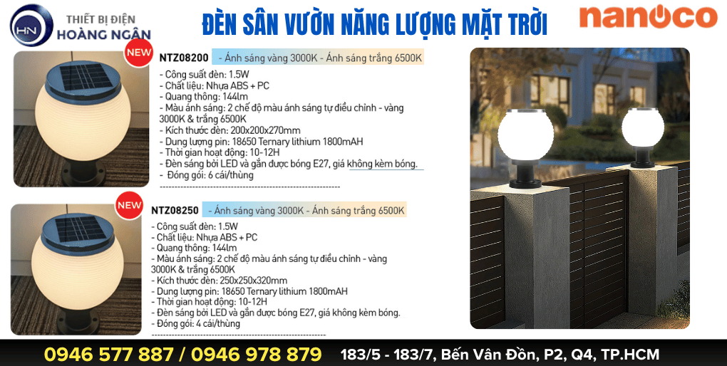 Đèn Năng Lượng Mặt Trời Sân Vườn Nanoco