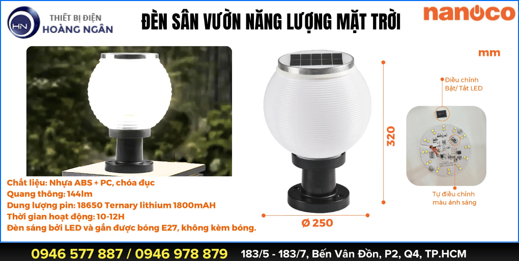 Đèn Năng Lượng Mặt Trời Sân Vườn Nanoco