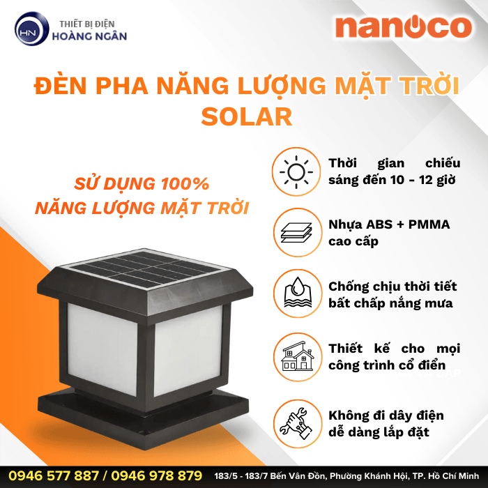 Đèn Năng Lượng Mặt Trời Sân Vườn Chống Nước Nanoco
