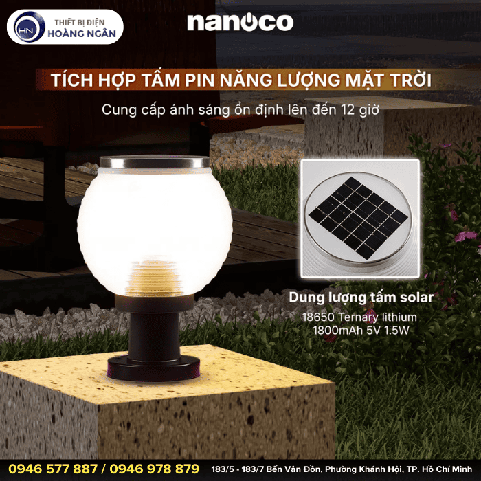 Đèn Năng Lượng Mặt Trời Sân Vườn Chống Nước Nanoc