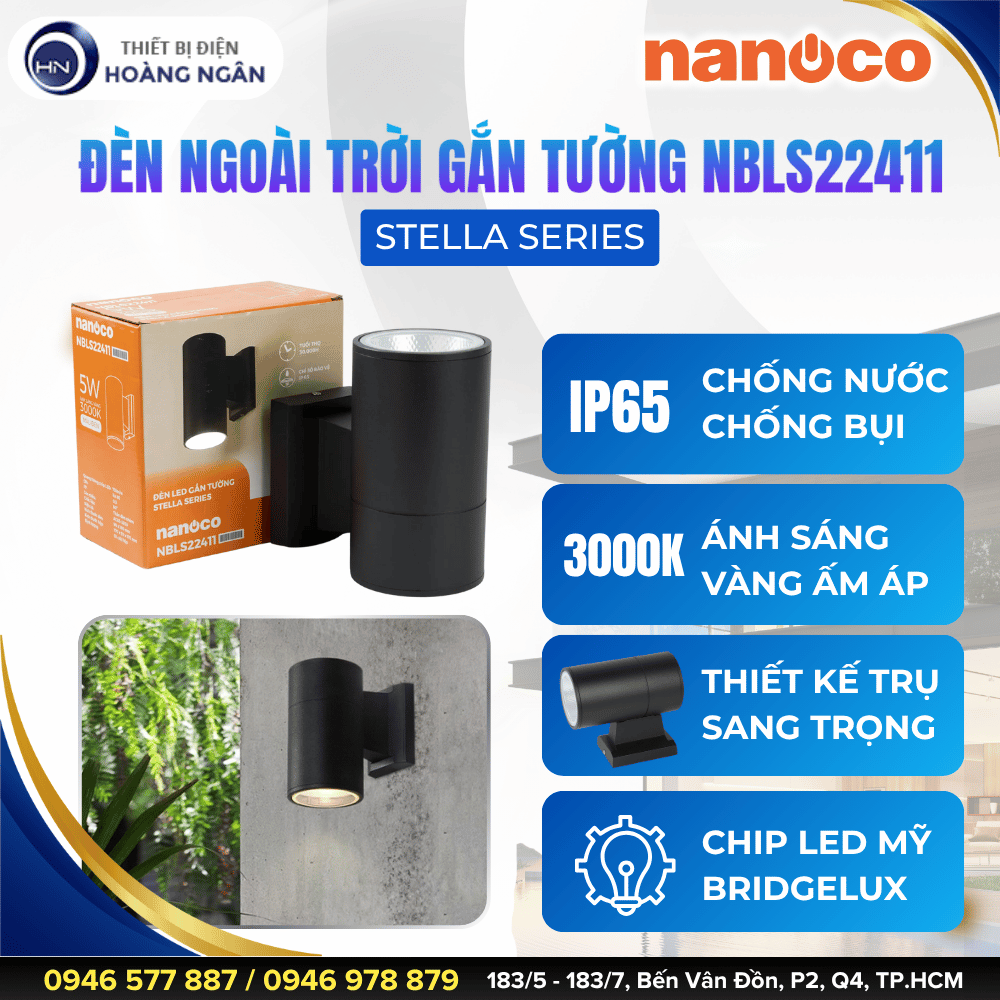 Đèn Ngoài Trời Gắn Tường Nanoco NBLS22411