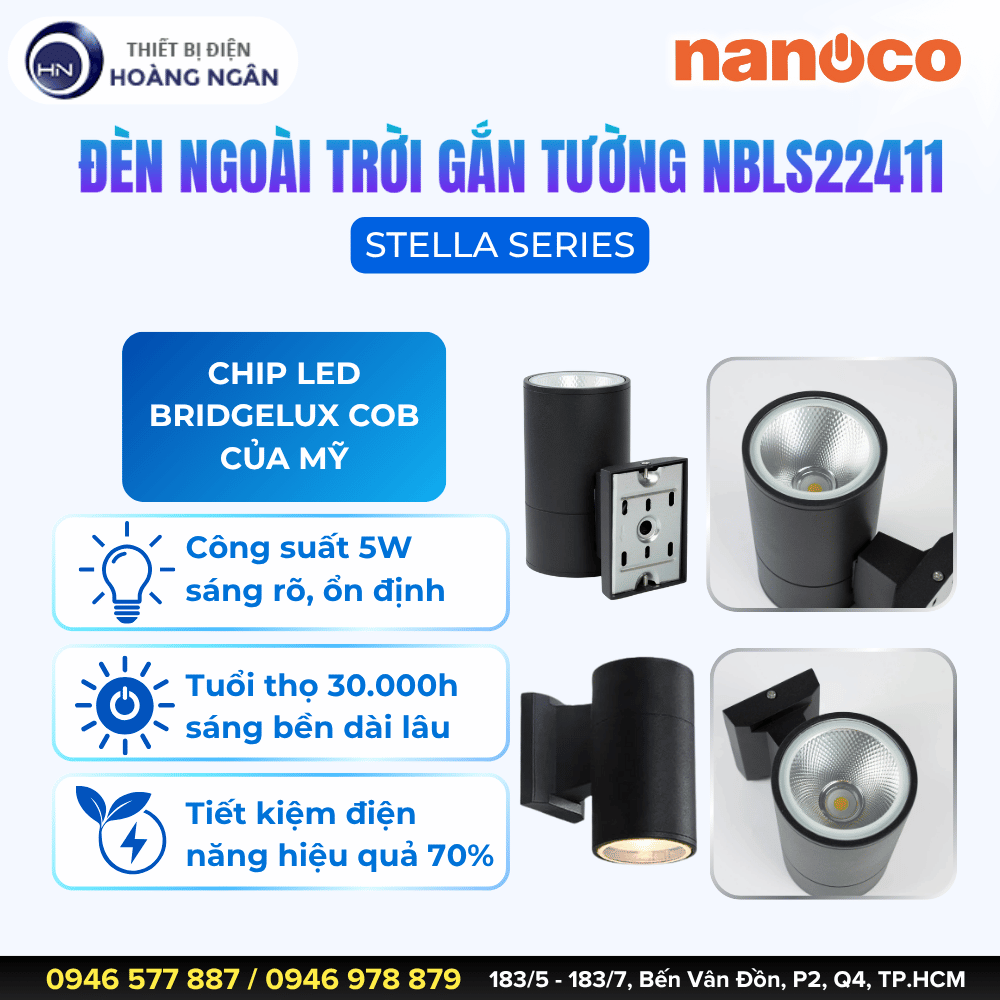 Đèn Ngoài Trời Gắn Tường Nanoco NBLS22411