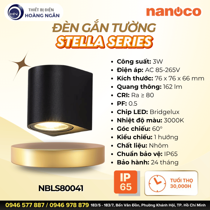 Đèn Ngoài Trời Gắn Tường Nanoco Stella Series NBLS80041