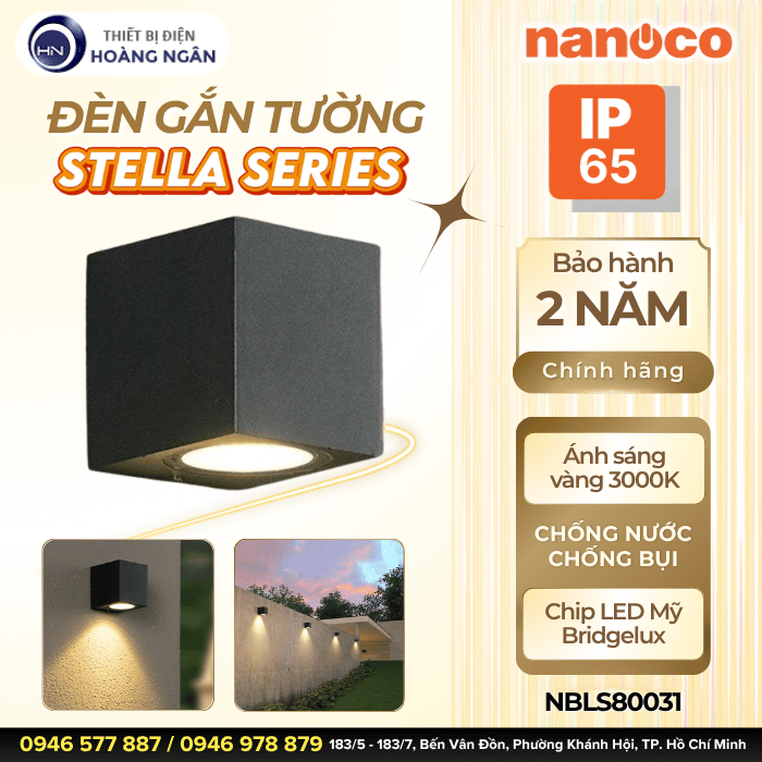 Đèn Ngoài Trời Gắn Tường Nanoco Stella Series NBLS80031