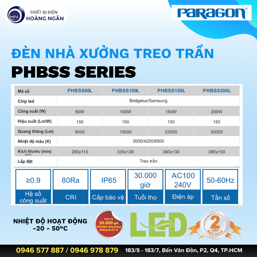 Đèn Nhà Xưởng Treo Trần PHBSS Series Paragon