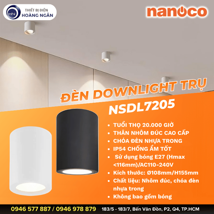 Đèn Ống Bơ Ban Công NSDL7205W Nanoco