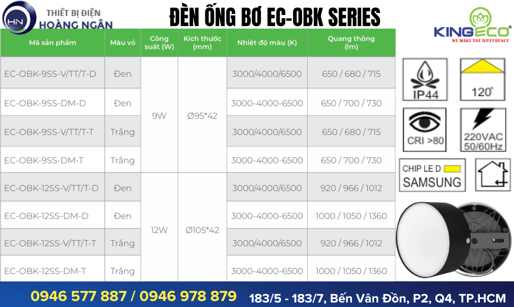 Đèn Ống Bơ EC-OBK Series KingLED