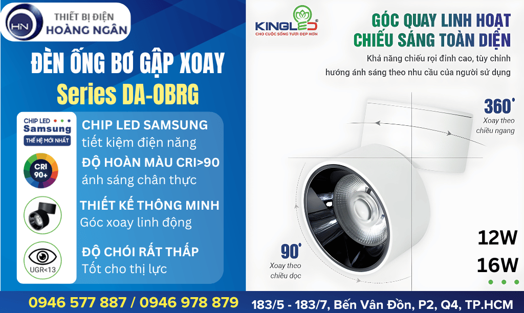 Đèn ống bơ gập chiếu rọi DA-OBRG Series KingLED