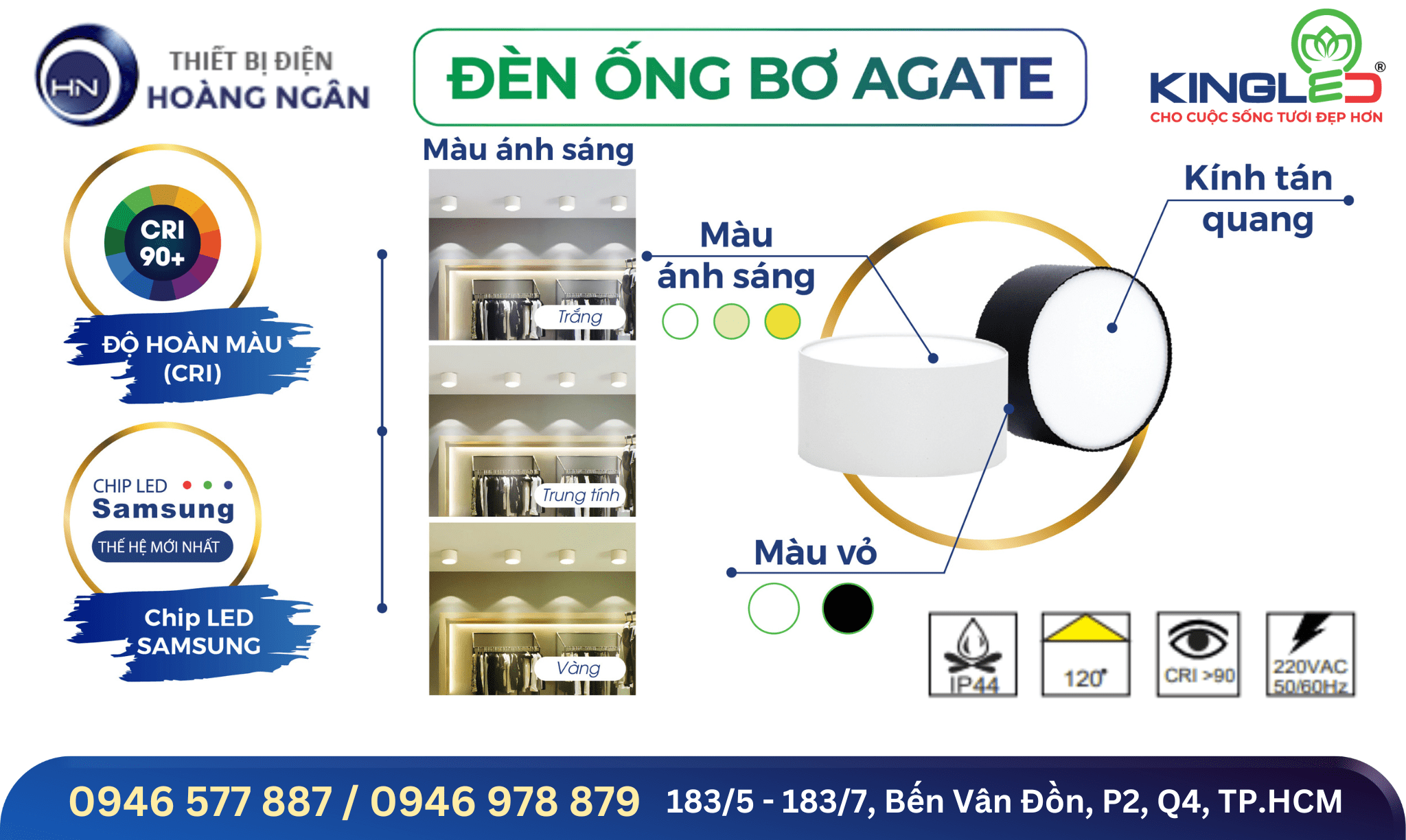 Đèn Ống Bơ Tán Quang Agate KINGLED OBK-SS Series
