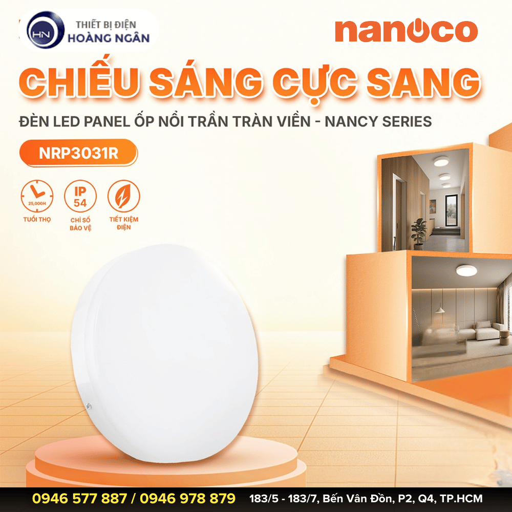 Đèn Ốp Nổi Tràn Viền Nanoco Nancy Series