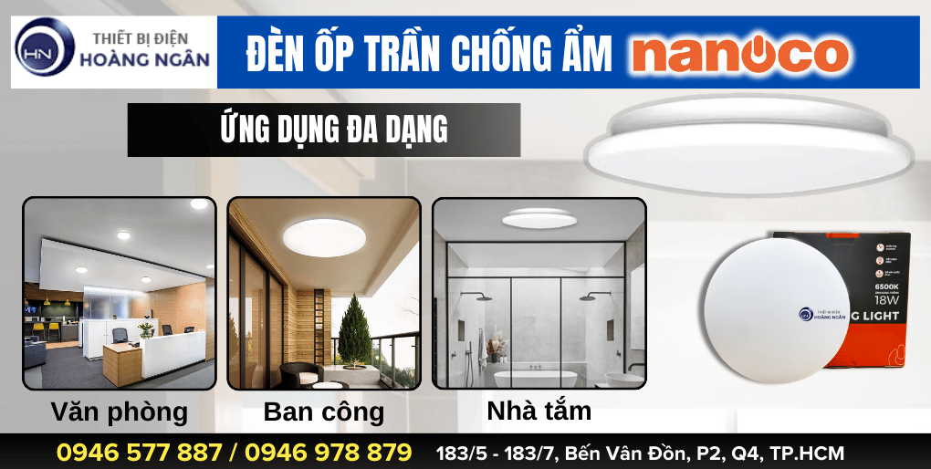 Đèn Ốp Trần Ban Công Chống Ẩm Nanoco IP44