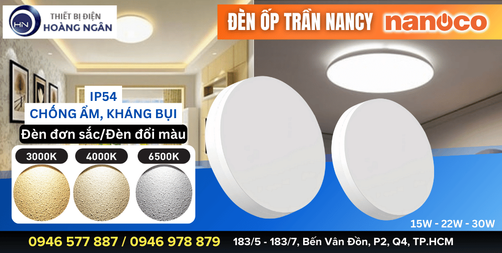 Đèn Ốp Trần Ban Công Nanoco Nancy Series - CHIẾU SÁNG HOÀN HẢO -  CHỐNG NƯỚC BỀN BỈ