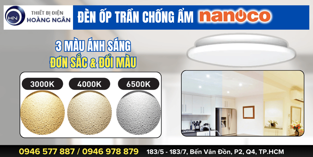 Đèn Ốp Trần Chống Ẩm Nanoco IP44