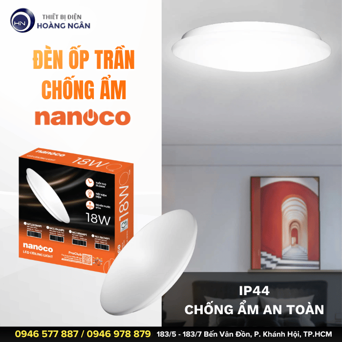 Đèn Ốp Trần Chống Ẩm Nanoco IP44