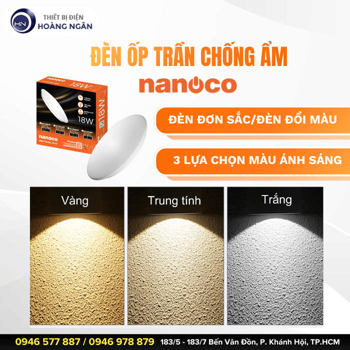 Đèn Ốp Trần Chống Ẩm Nanoco IP44