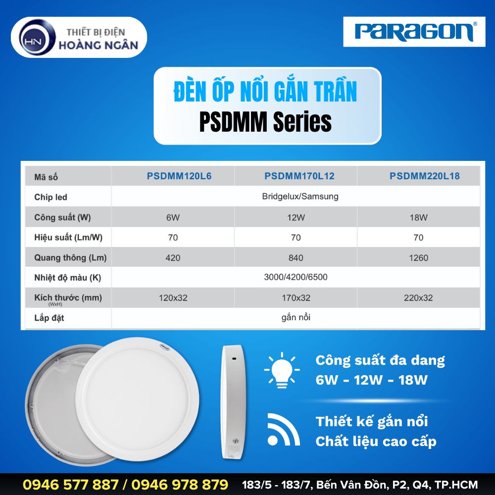 Đèn Ốp Trần Gắn Nổi Paragon PSDMM Series
