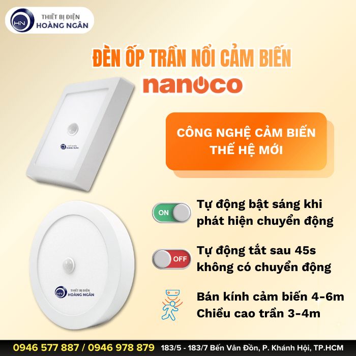 Đèn Ốp Trần Nổi Cảm Biến Nanoco