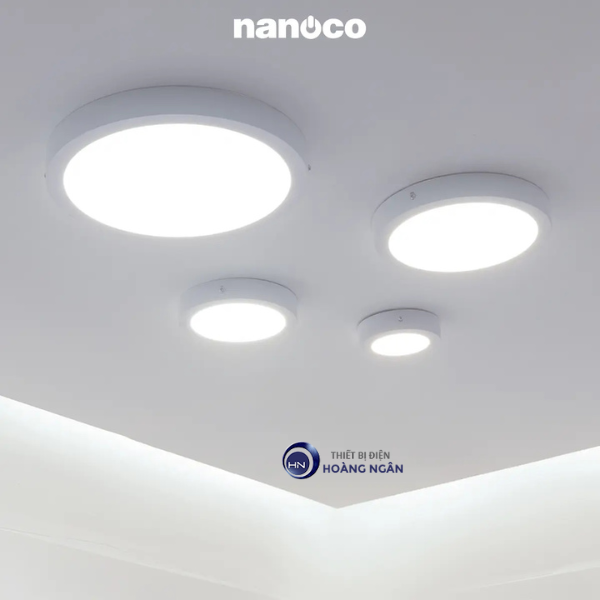 Đèn LED Panel tròn ốp trần nổi viền trắng Nanoco