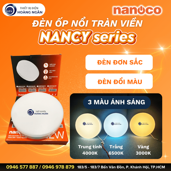 Đèn Ốp Trần Nổi Tràn Viền Nanoco Nancy Series