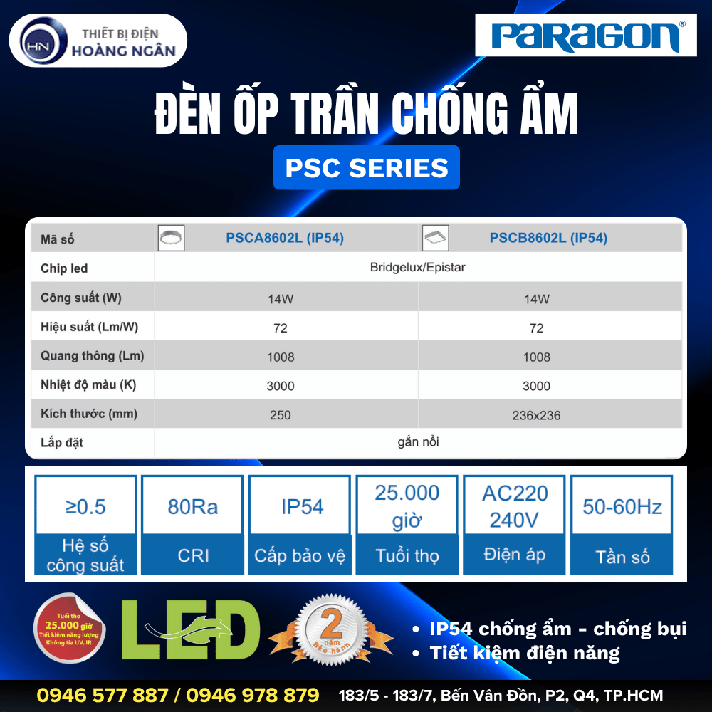 Đèn LED Ốp Trần PSC Series Paragon