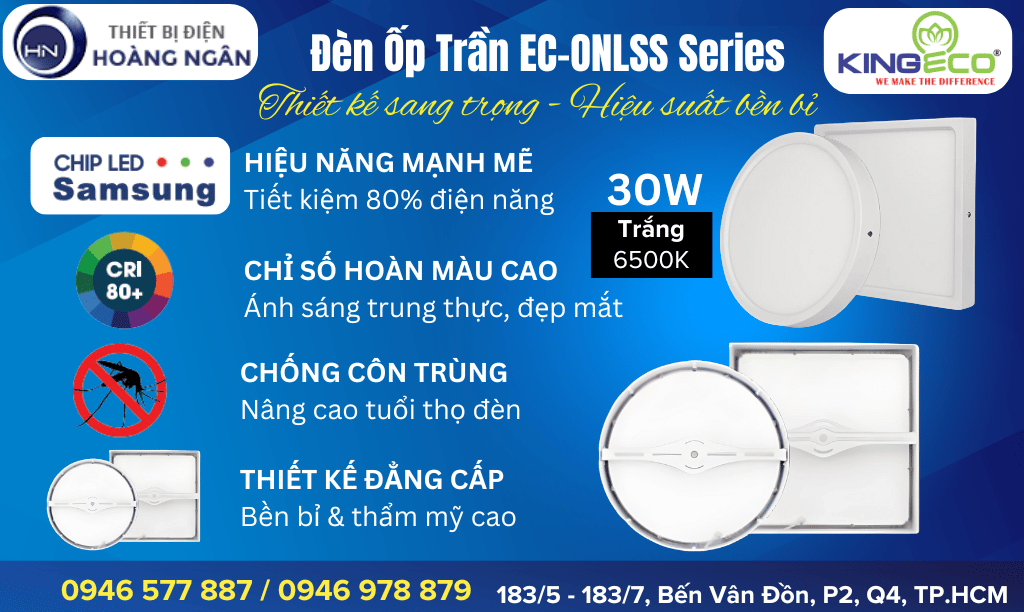 Đèn Ốp Trần Phòng Khách KingEco EC-ONLSS