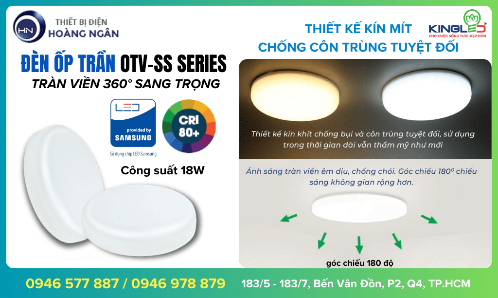 Đèn Ốp Trần Tràn Viền KINGLED OTV-SS Series