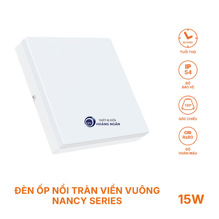 Đèn LED Panel Ốp Nổi Vuông Tràn Viền IP54 Góc Chiếu 120˚ Nanoco | Nancy Series