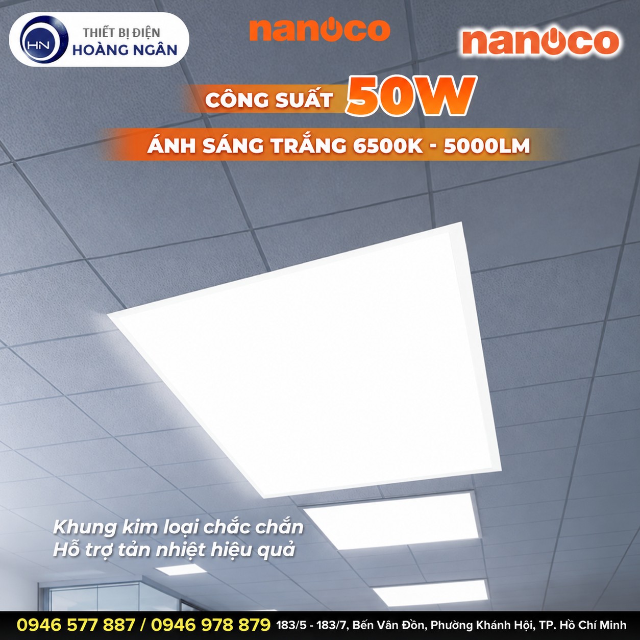 Đèn Panel Nanoco NPLB606062 50W 6500K quang thông 5000 lumen