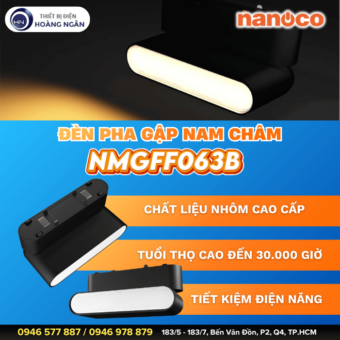Đèn Pha Gập Nam Châm Nanoco NMGFF063B