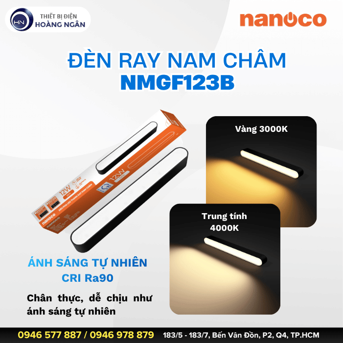 Đèn Pha LED Gắn Ray Nam Châm Nanoco NMGF123B