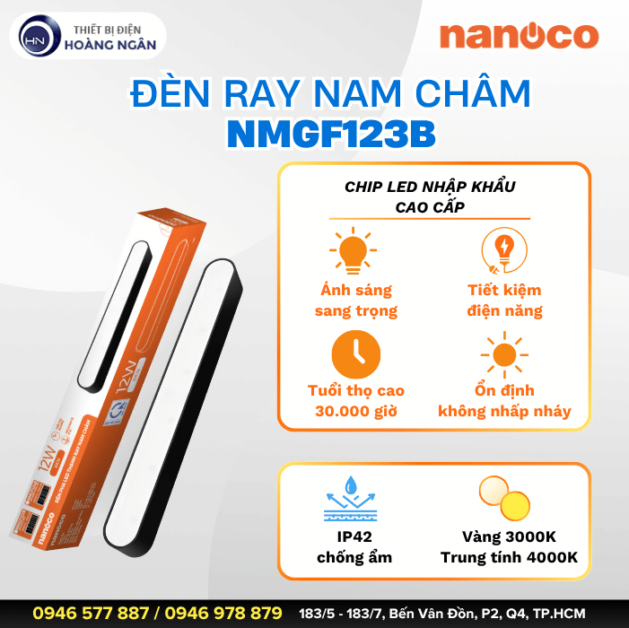 Đèn Pha LED Gắn Ray Nam Châm NMGF123B Nanoco