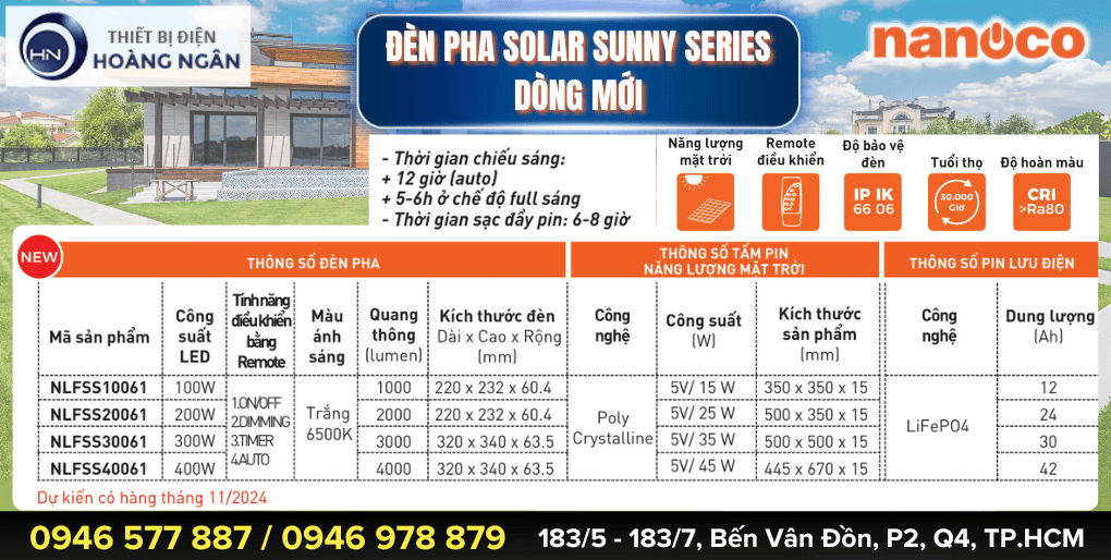 Đèn Pha LED Ngoài Trời Solar Sunny Series