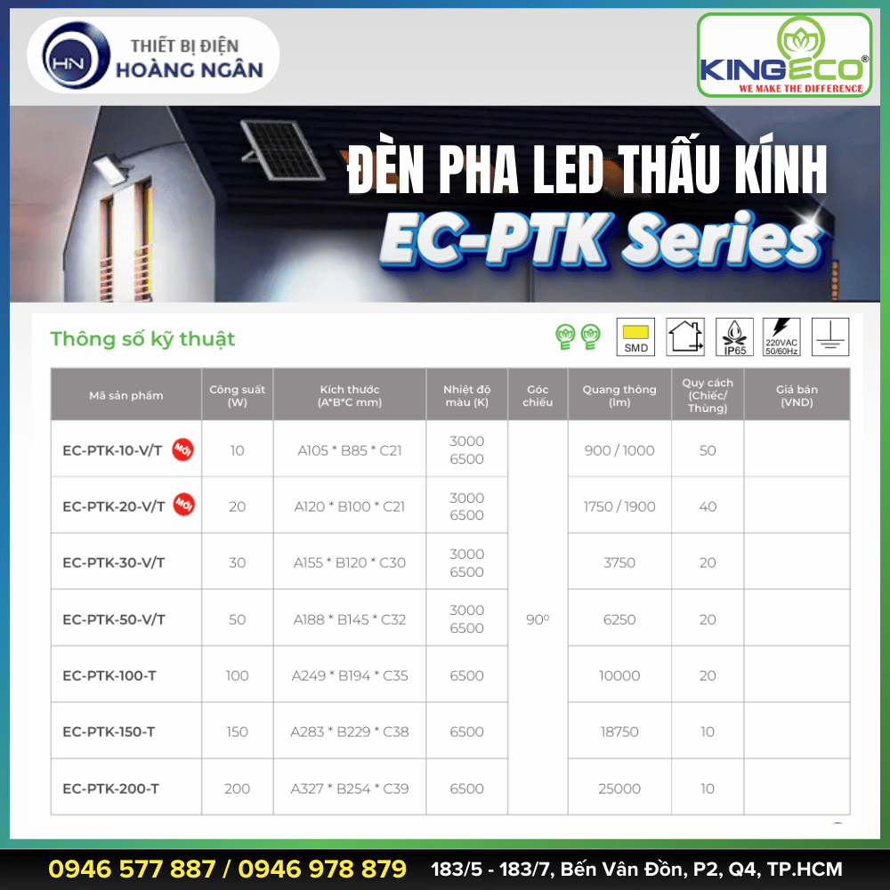 Đèn Pha LED Thấu Kính KINGECO  EC-PTK Series