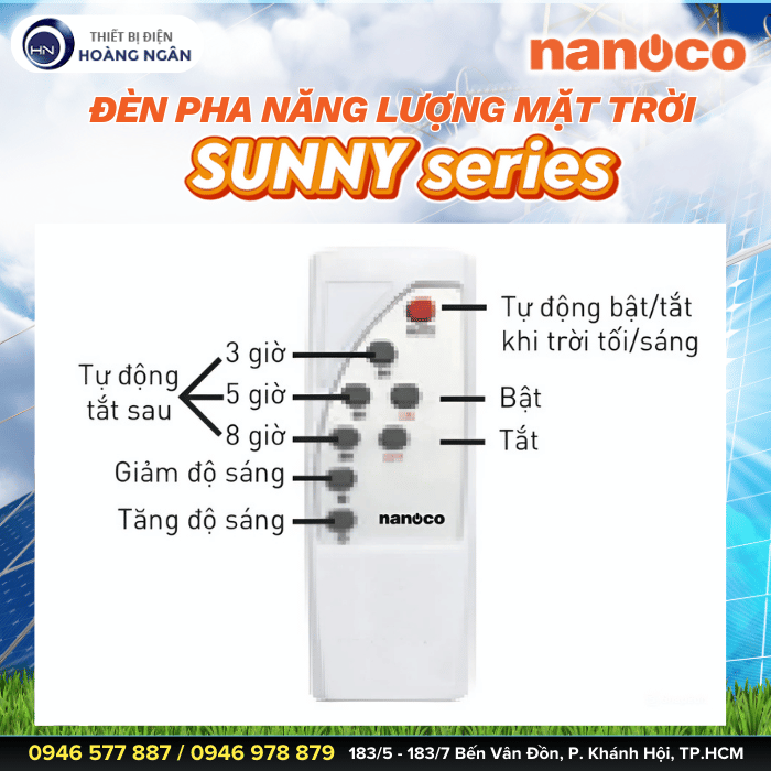 Đèn Pha Năng Lượng Mặt Trời Nanoco Solar - Sunny Series
