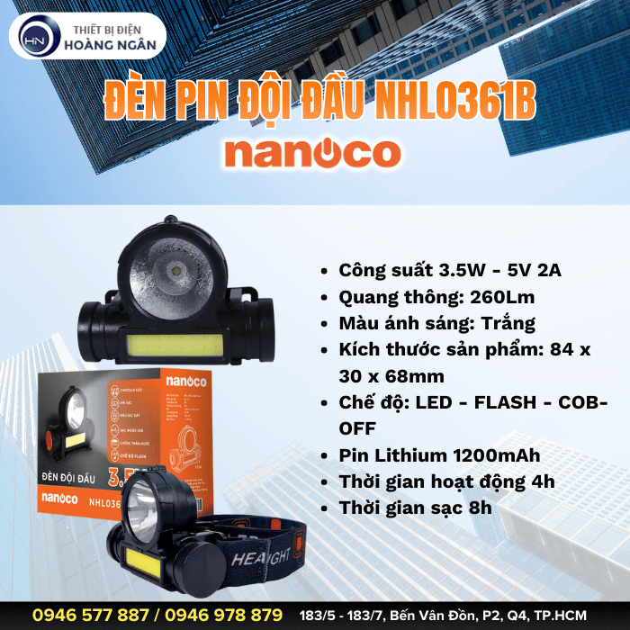 Đèn Pin Đội Đầu Siêu Sáng Nanoco NHL0361B