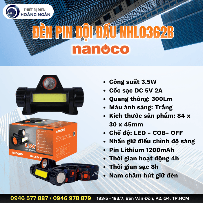 Đèn Pin Đội Đầu Siêu Sáng Nanoco NHL0362B