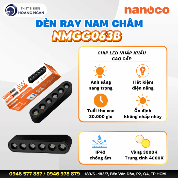 Đèn Ray Nam Châm chiếu Điểm 6W NMGG063B Nanoco
