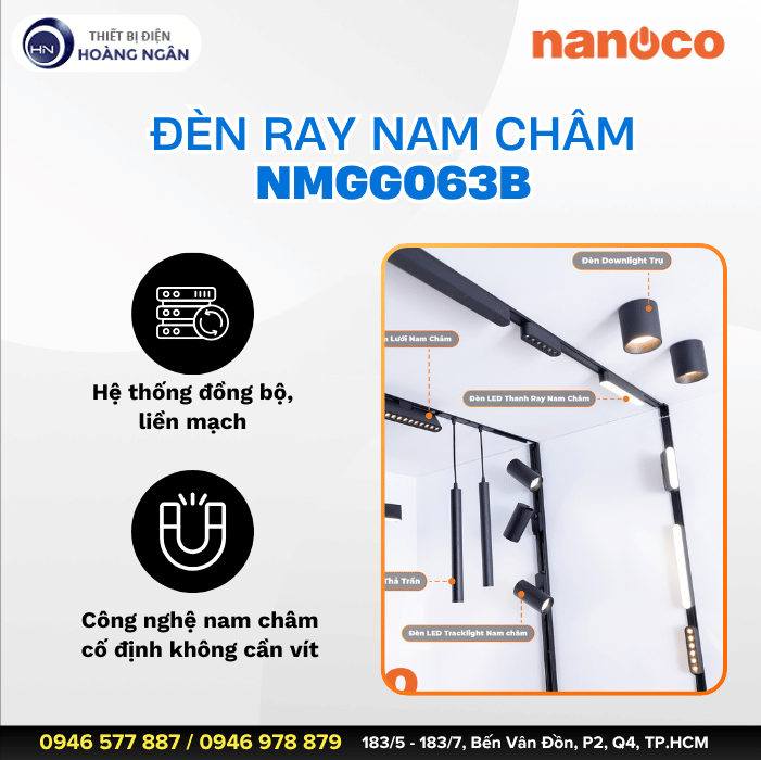 Đèn Ray Nam Châm chiếu Điểm 6W NMGG063B Nanoco