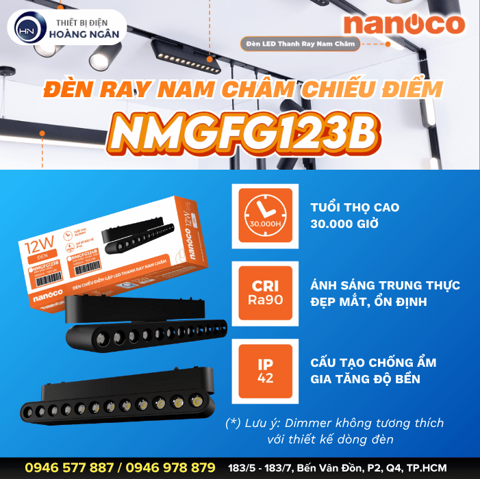 Đèn Ray Nam Châm Chiếu Điểm Nanoco NMGFG123B