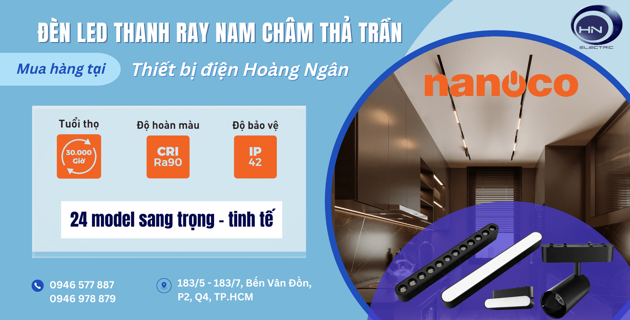 Đèn Ray Nam Châm Thả Trần NANOCO