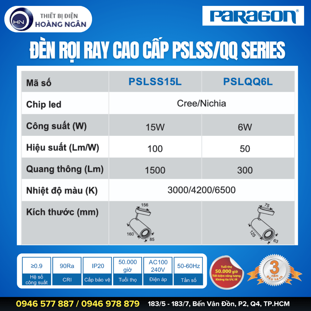 Đèn Rọi Ray Chiếu Điểm Paragon PSLSSQQ Series