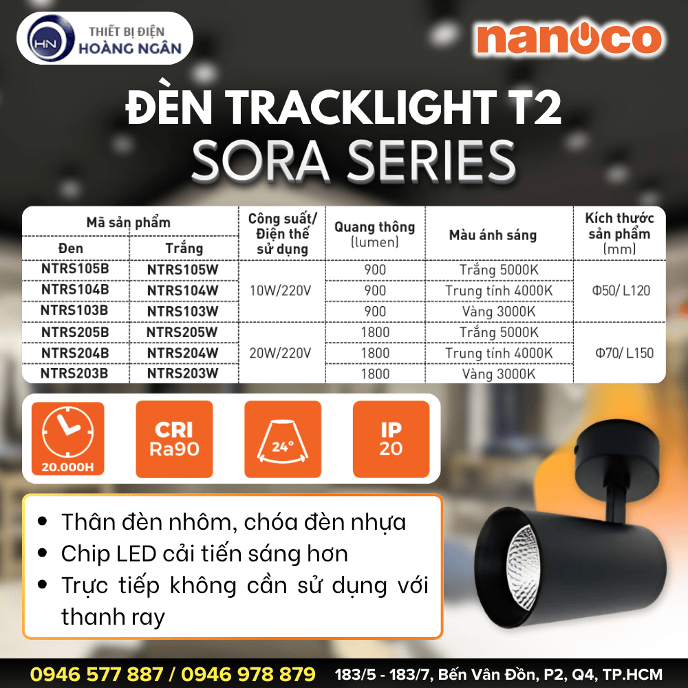 Đèn Rọi Ray TrackLight T2 Nanoco - Sora Series