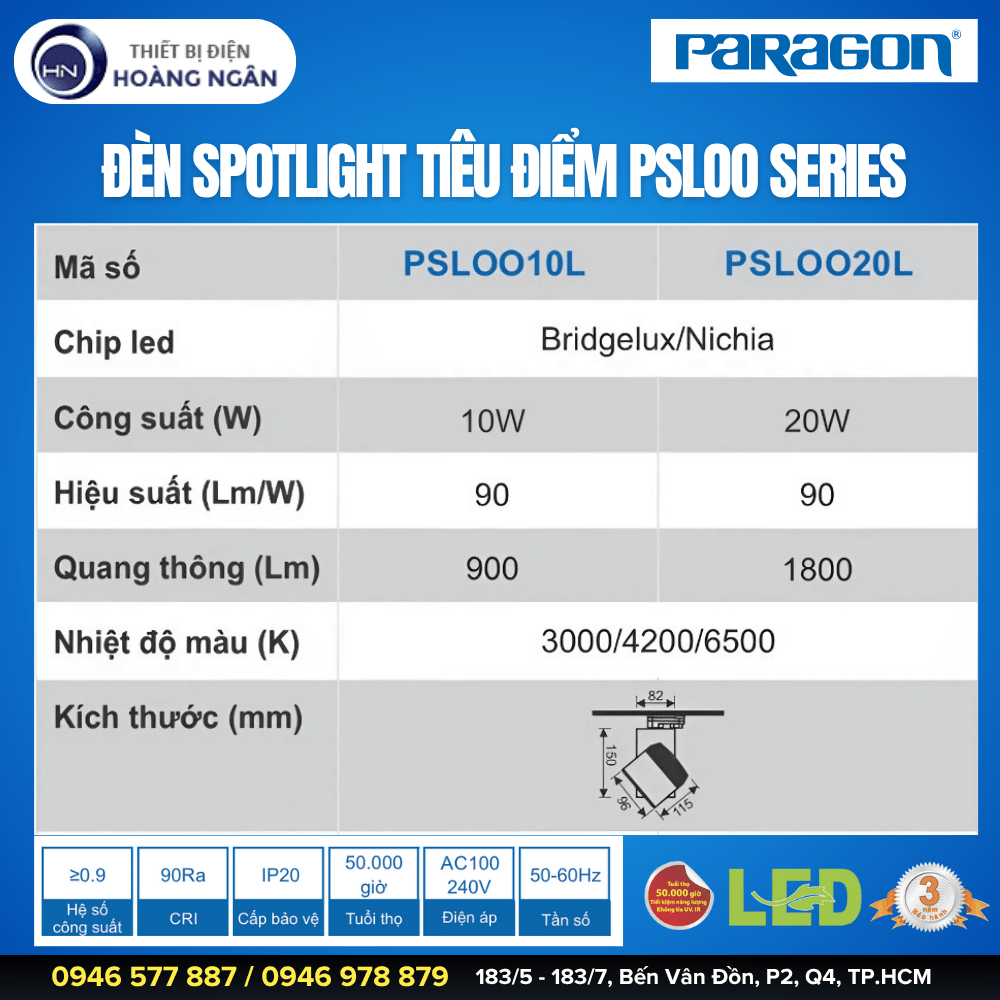 Đèn Spotlight Chiếu Điểm Paragon PSLOO Series