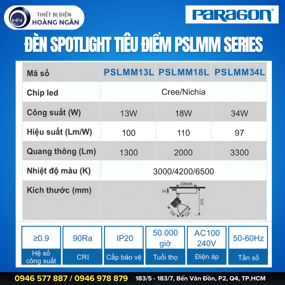 Đèn Spotlight Tiêu Điểm Paragon PSLMM Series