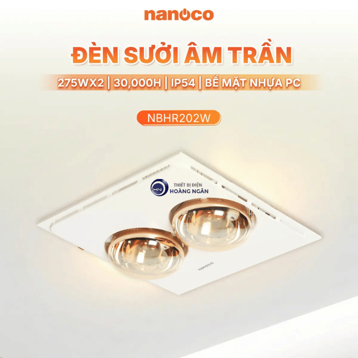 Đèn Sưởi Âm Trần 2 Bóng NBHR202W Nanoco 550W