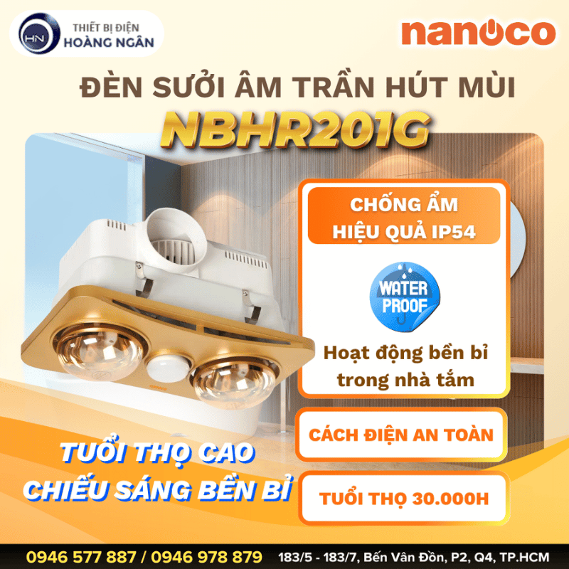 Đèn Sưởi Âm Trần Hút Mùi NBHR201G Nanoco