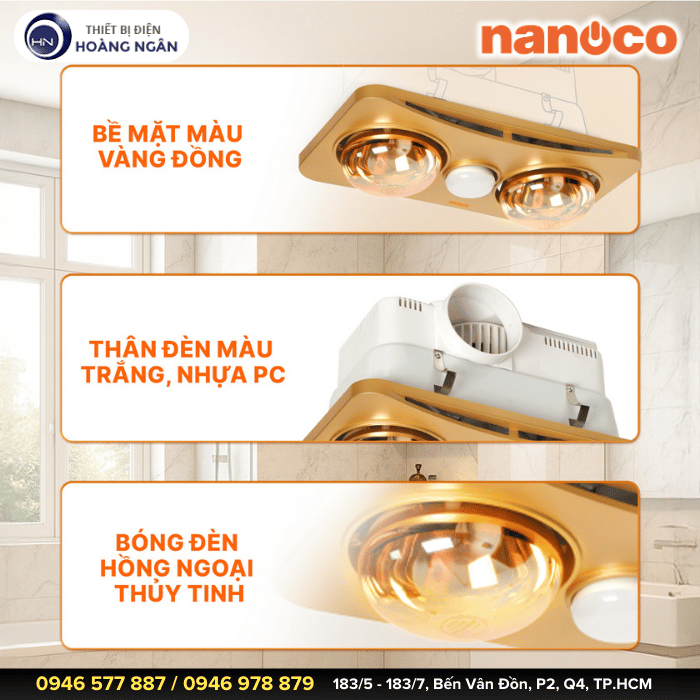 Đèn Sưởi Âm Trần Hút Mùi NBHR201G Nanoco