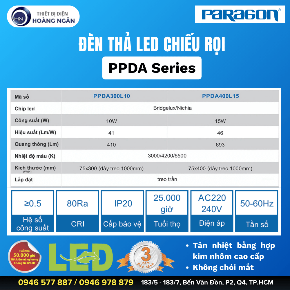 Đèn thả LED chiếu rọi Paragon PPDA Series