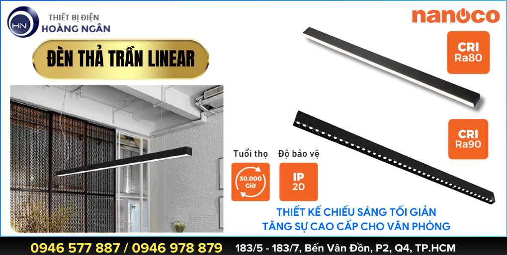 ĐÈN THẢ TRẦN LINEAR VĂN PHÒNG NANOCO - THIẾT KẾ THANH LỊCH - ÁNH SÁNG HOÀN HẢO - CHẤT LƯỢNG BỀN BỈ CHO VĂN PHÒNG