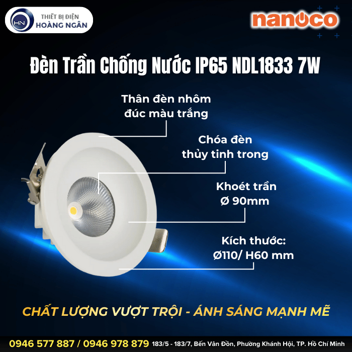 Đèn Trần Chống Nước IP65 Nanoco NDL1833